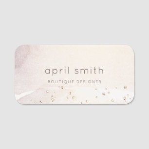 Porte-nom Parties scintillant d'aquarelle Abstraite Rose Gol