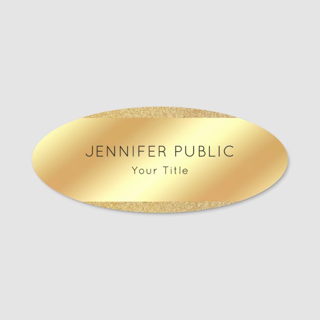 Porte-nom Parties scintillant d'or Look Personnalisé Elégant (Devant)