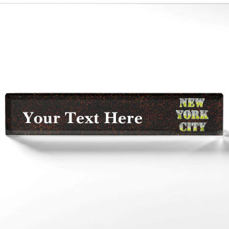 Porte-nom Parties scintillant d'or Silver de New York