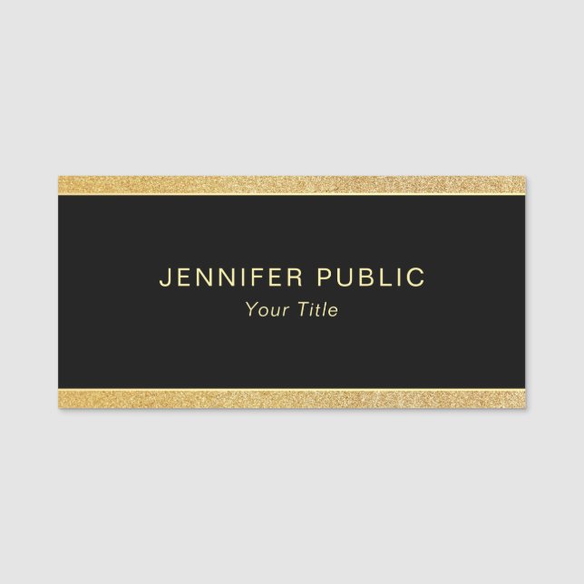 Porte-nom Parties scintillant dorée glamour rectangle person (Devant)