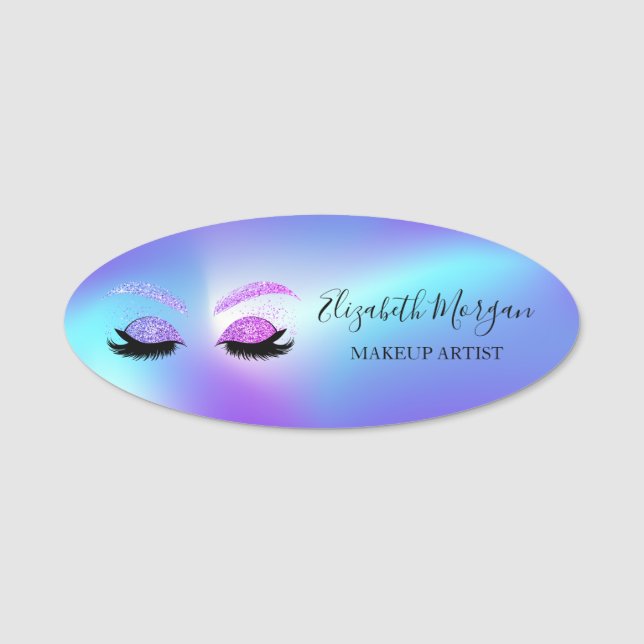 Porte-nom Parties scintillant Faux Lashes Ombre Holographie (Devant)