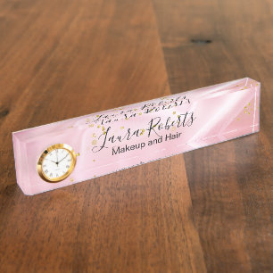 Porte-nom Parties scintillant féminine or et rose