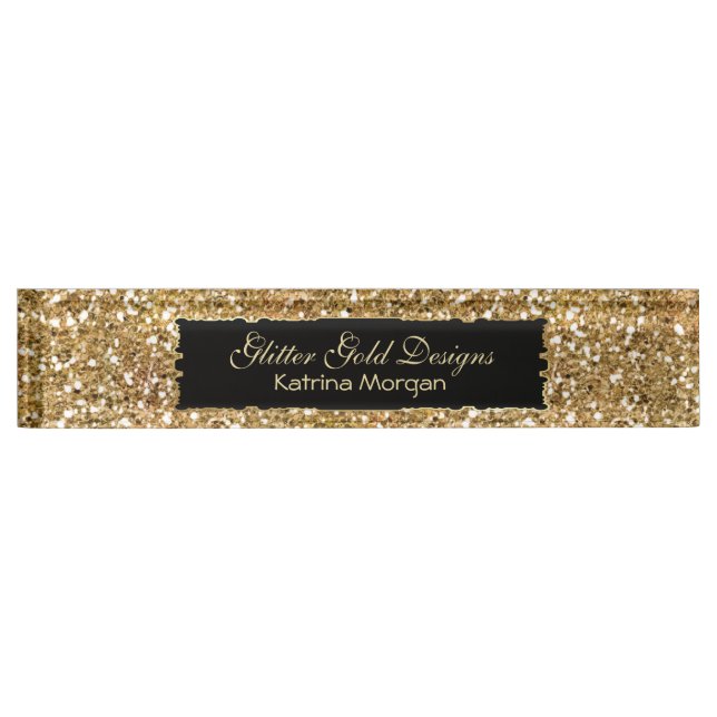 Porte-nom Parties scintillant Gold Elegance (Devant)