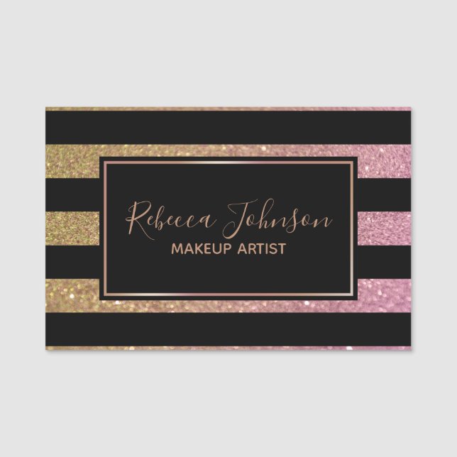 Porte-nom Parties scintillant Gold Pink de luxe (Devant)