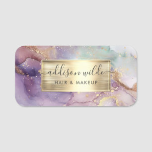 Porte-nom Parties scintillant Lilac Aquarelle Faux Gold Foil