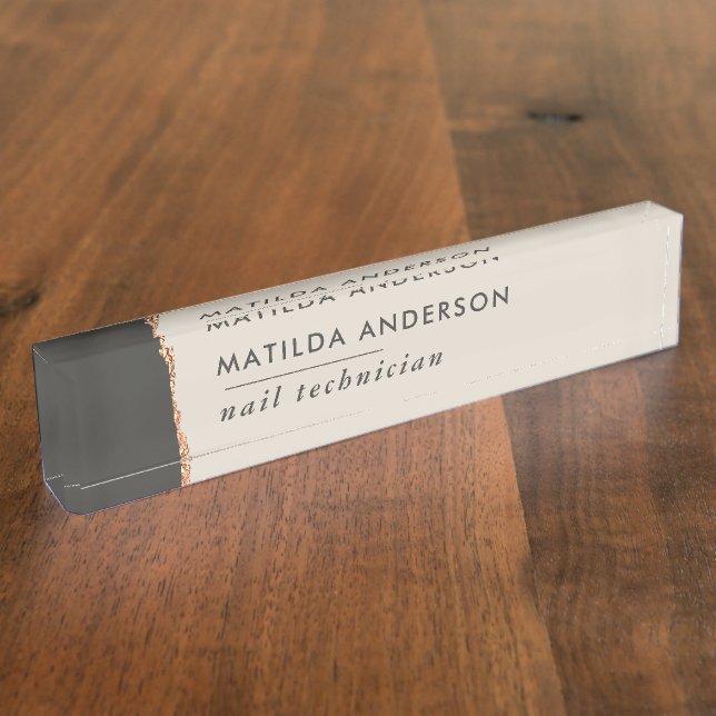 Porte-nom parties scintillant or rose noir girly élégant mod (Taille)