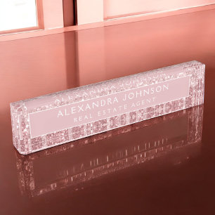 Porte-nom Parties scintillant or rose Pink Sparkle Immobilie