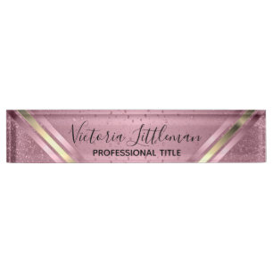 Porte-nom Parties scintillant rose