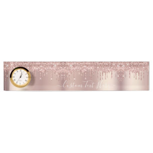 Porte-nom Parties scintillant rose Gold Blush Drivers Text D