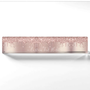 Porte-nom Parties scintillant rose Gold Blush Éclats Texte