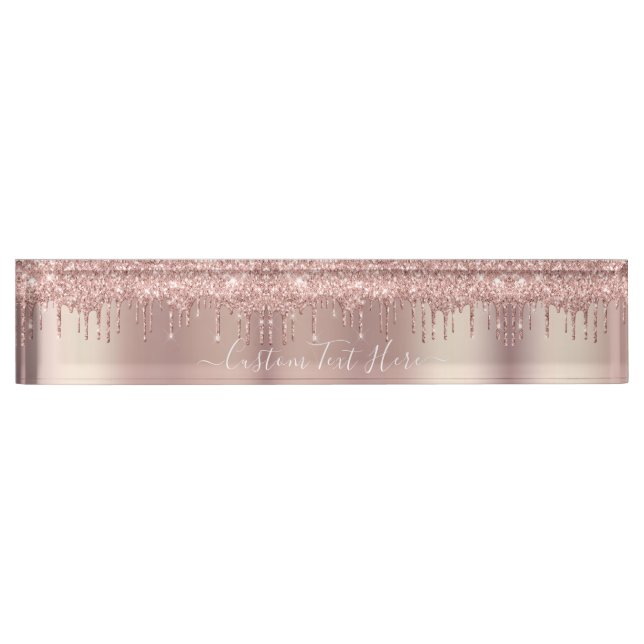 Porte-nom Parties scintillant rose Gold Blush Éclats Texte p (Devant)