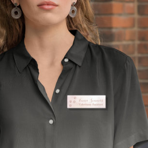 Porte-nom Parties scintillant rose or Paw Vétérinaire