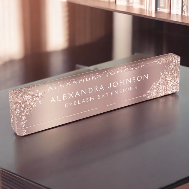 Porte-nom Parties scintillant rose or rose étincelante Eyela (Créateur téléchargé)