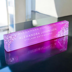 Porte-nom Parties scintillant rose violet Éclairer Eyelash E