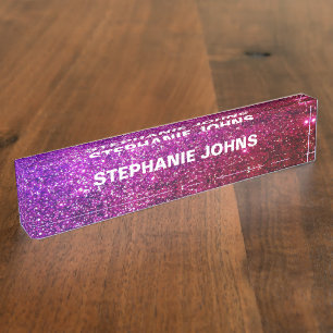Porte-nom Parties scintillant Sparkly Moderne Colorée Ombre