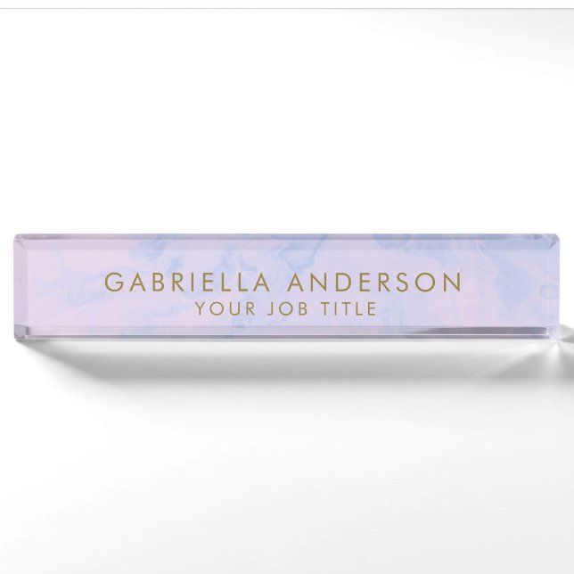 Porte-nom Pastel Lavender Marble Gironde Office Professionne (Devant)