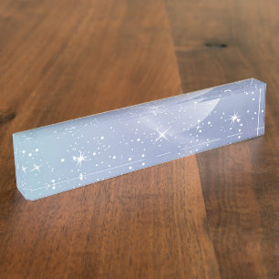 Porte-nom Pastel Starry Sky Blue Gradient Moon Galaxy Design
