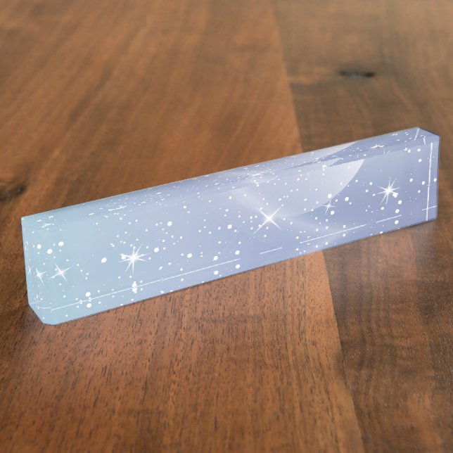 Porte-nom Pastel Starry Sky Blue Gradient Moon Galaxy Design (Taille)