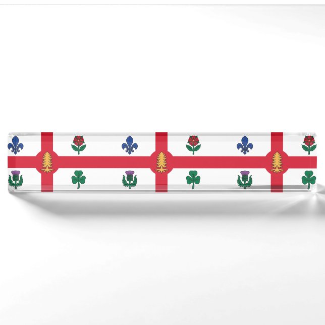 Porte-nom Patriotic desk nameplate with Flag of Montreal (Devant)