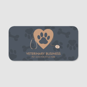 Porte-nom Paw Heart Stethescope Pet Doctor vétérinaire