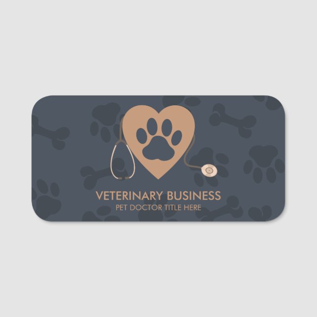 Porte-nom Paw Heart Stethescope Pet Doctor vétérinaire (Devant)