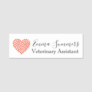 Porte-nom Paw Heart Vétérinaire Business Assistance vétérina