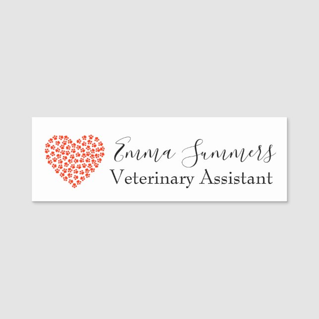 Porte-nom Paw Heart Vétérinaire Business Assistance vétérina (Devant)