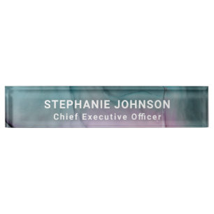 Porte-nom PDG de l'entrepreneur turquoise Pink Abstrait Alco