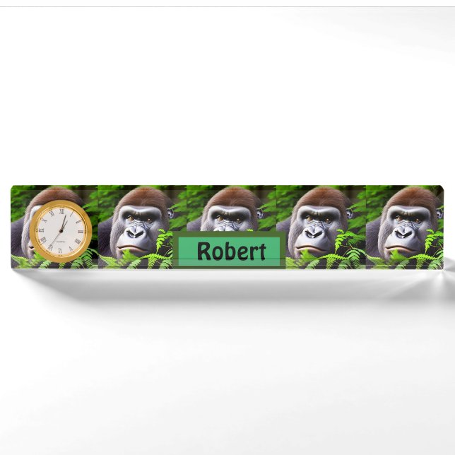Porte-nom Peekaboo Gorilla, Personnaliser horloge plaque d'i (Devant)