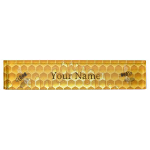 Porte-nom Peigne d'or avec abeilles domestiques