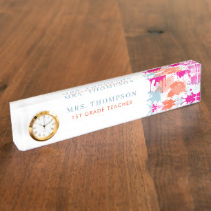 Porte-nom Peinture colorée Splateaux Professeur personnalisé