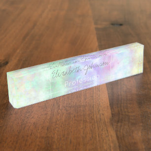 Porte-nom Peinture d'aquarelle Pastel Rainbow Cravate-Dye