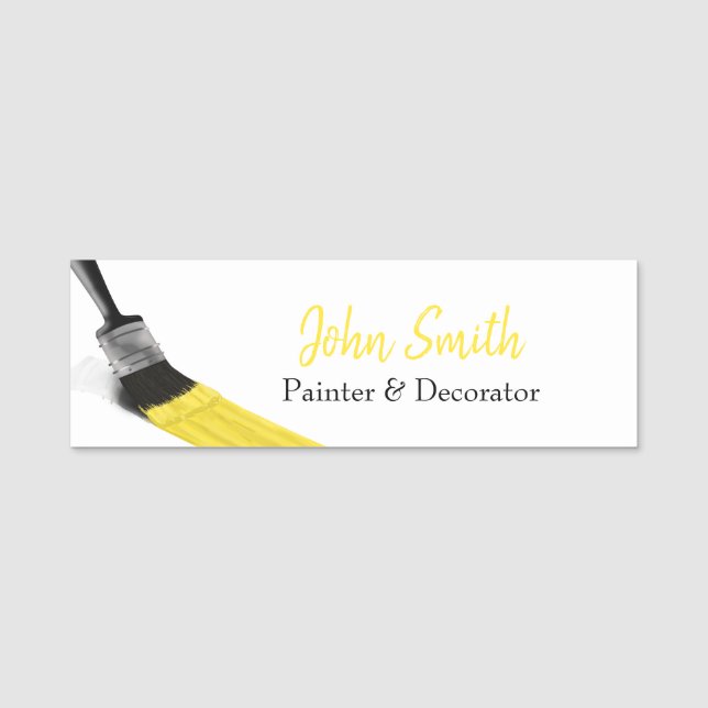 Porte-nom Peinture Peintre Service Société Pinceau Jaune (Devant)