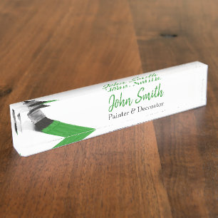Porte-nom Peinture Peintre Service Société Pinceau vert