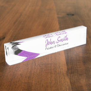 Porte-nom Peinture Peintre Service Société Pinceau violet