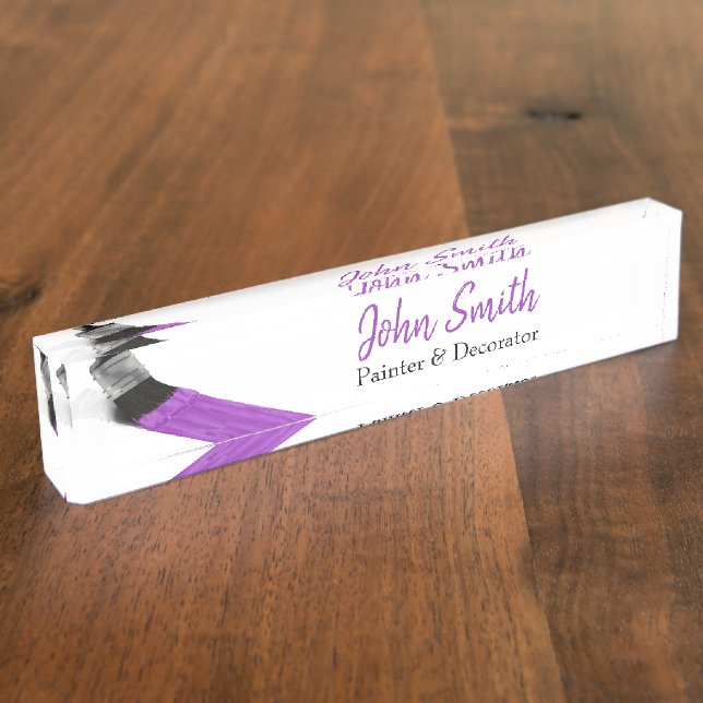 Porte-nom Peinture Peintre Service Société Pinceau violet (Taille)