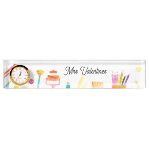 Porte-nom Pencils Aquarelle Enseignant Mignonne École Modern