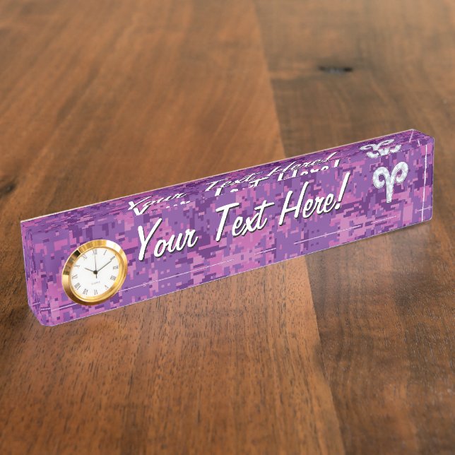 Porte-nom Perle comme Aries Symbole Zodiaque Camouflage numé (Taille)