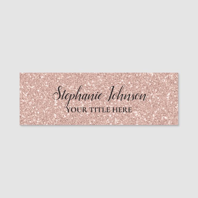 Porte-nom Personalized Faux Rose Gold Glitter (Devant)