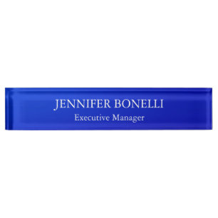 Porte-nom Personnalisé minimaliste bleu ajouter votre nom