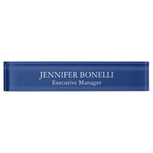 Porte-nom Personnalisé minimaliste bleu foncé ajoutez votre 