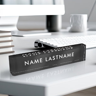 Porte-nom Personnalisé Noir Blanc Simple Simple Simple Simpl