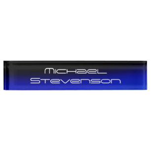 Porte-nom Personnalisé Noir Bleu Entreprise