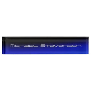 Porte-nom Personnalisé Noir Bleu Entreprise