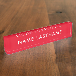 Porte-nom Personnalisé Rouge clair Simple Moderne Simple Min