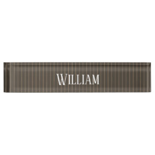 Porte-nom Personnalised brown retro pinstripes