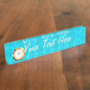 Porte-nom Personnaliser Drapeau Union Jack Turquoise