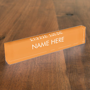 Porte-nom personnaliser, modifier le nom texte orange blanc