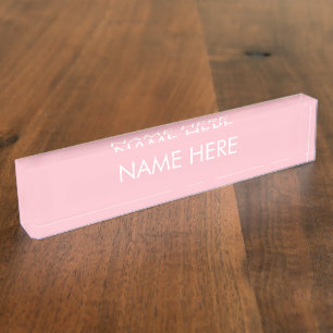 Porte-nom personnaliser, modifier le nom texte rose blanc