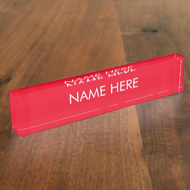 Porte-nom personnaliser, modifier le nom texte rouge blanc (Taille)